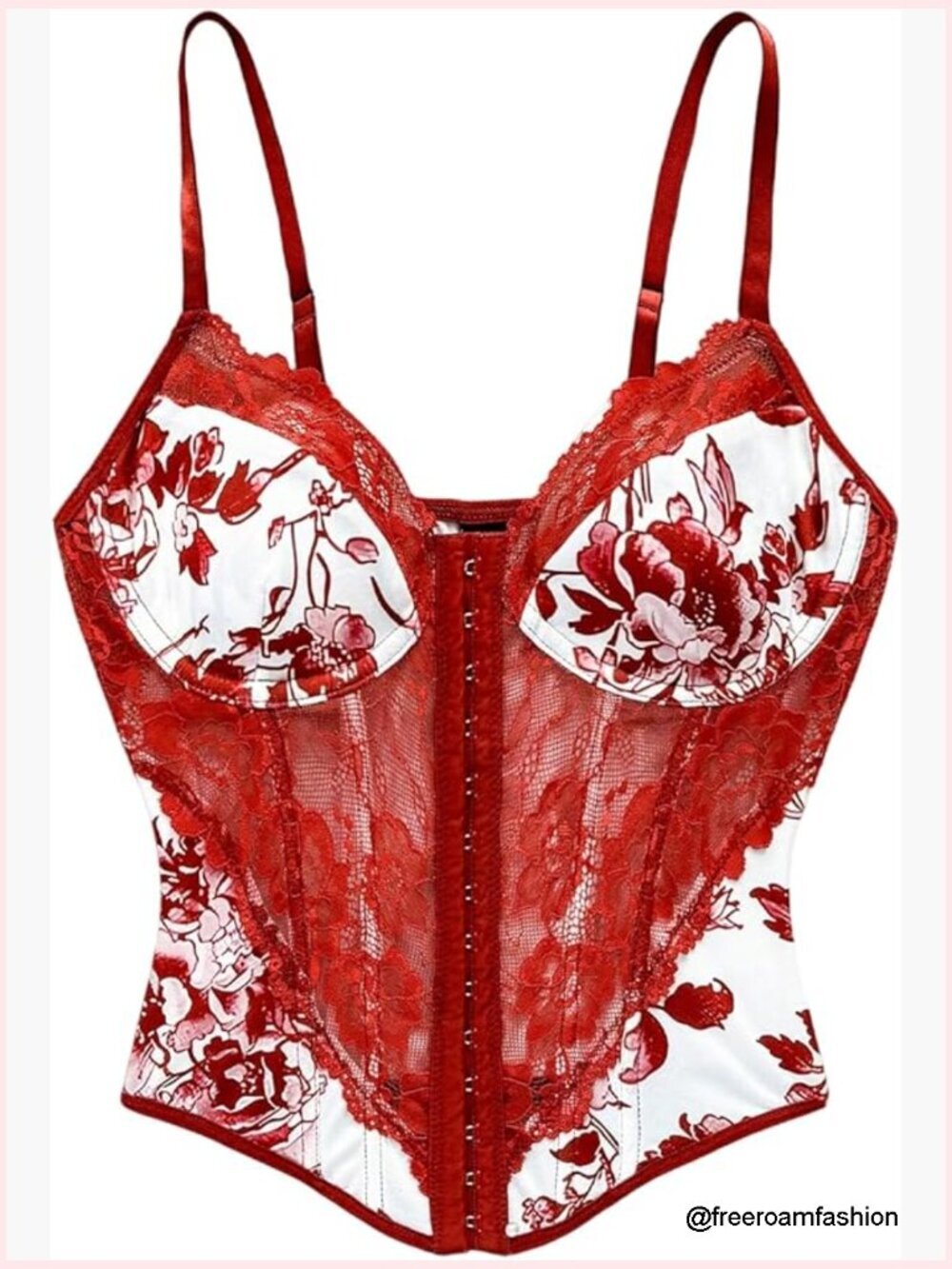 Floral Lace Bustier Corset Top Sheer Sleeveless Cami Push Up Underwired